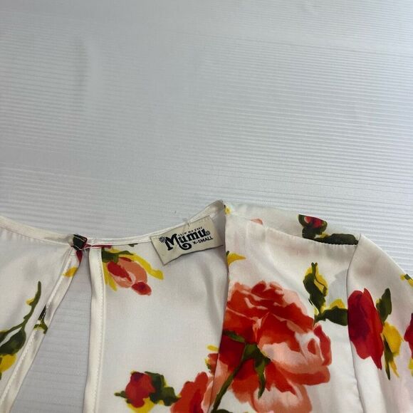 SHOW ME YOUR MUMU Romper XS Satin ROCKY White Rose V-NECK LONG SLEEVE - Picture 3 of 10